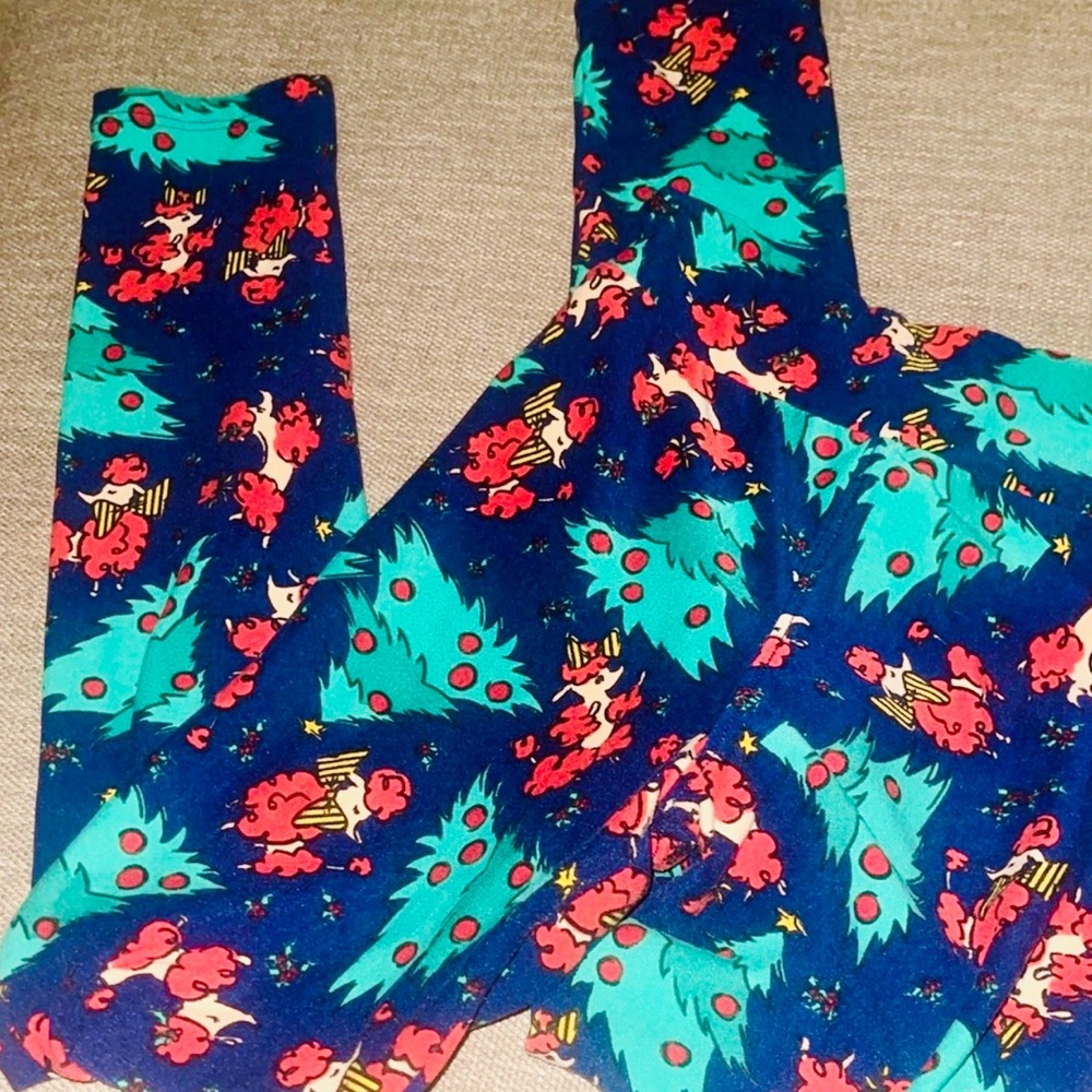 Lularoe Tween Poodle with Bow Print leggings